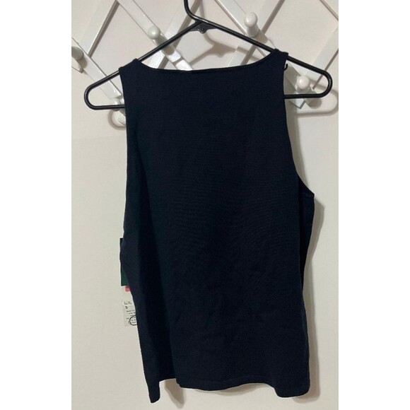 Lauren Ralph Lauren NWT Womens Tank Top  Black Silk Blend Large Embroidered LRL - Picture 3 of 9